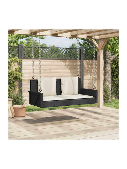 Κρεμαστή Κούνια 2 Θέσεων Rattan Μ119xΠ56xΥ48cm Μαύρη