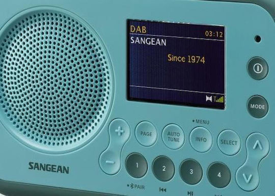 Sangean DPR-76BT Επιτραπέζιο Ραδιόφωνο Μπαταρίας DAB+ με Bluetooth Light Blue