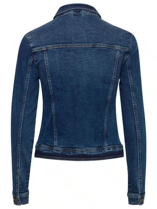 Women's Long Jean Jacket for Spring or Autumn Dark Blue