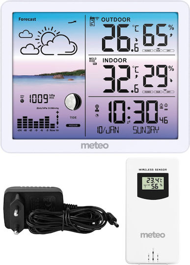 Meteo Ασύρματος Μετεωρολογικός Σταθμός Ψηφιακός Επιτραπέζιος Λευκός