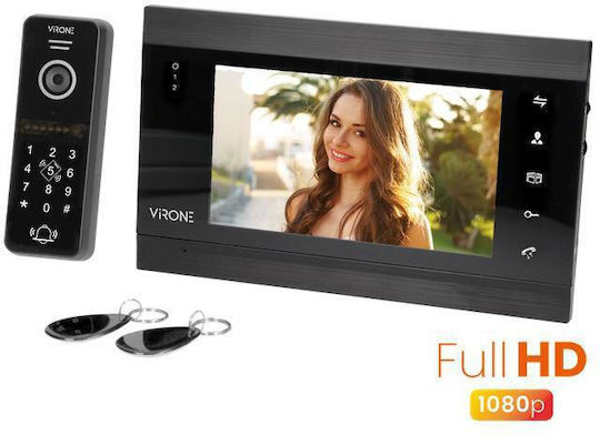 Virone Drahtlos Video-Türsprechanlage-Set Wi-Fi Black