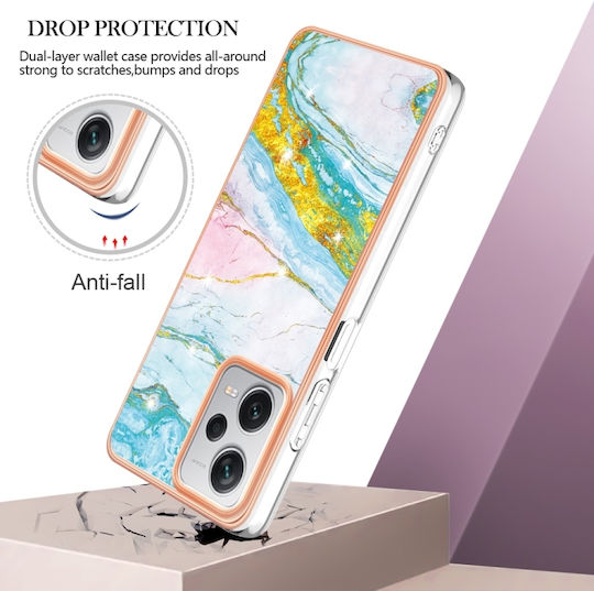 5g Global Electroplating Marble Umschlag Rückseite Silikon / Kunststoff Grün (Redmi Note 12 Pro+)