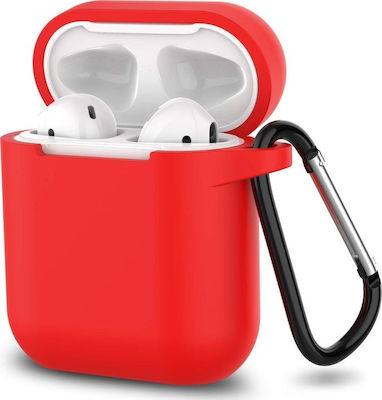 Case Silicone with Hook in Red color for Apple AirPods 1 / AirPods 2