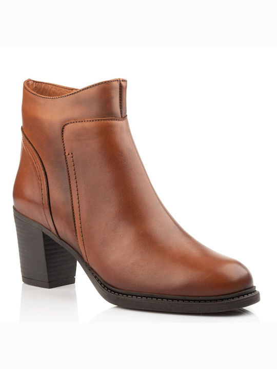 Mago Shoes Leather Women's Ankle Boots Brown