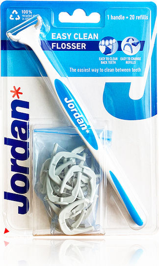 Jordan Easy Clean Flosser with Handle Blue 20pcs & Refills 20pcs