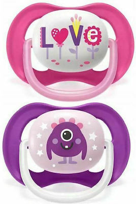 Philips Orthodontic Pacifiers Silicone Ultra Air Happy Purple-Pink for 6-18 months 2pcs