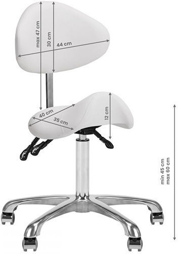 Salon Stools Wheeled Stool with Backrest White
