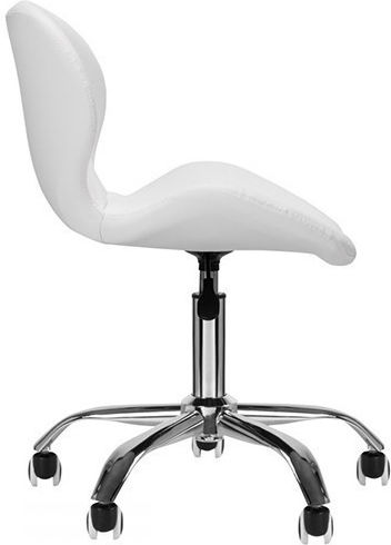 Salon Stools Τροχήλατο Σκαμπό με Πλάτη Λευκό