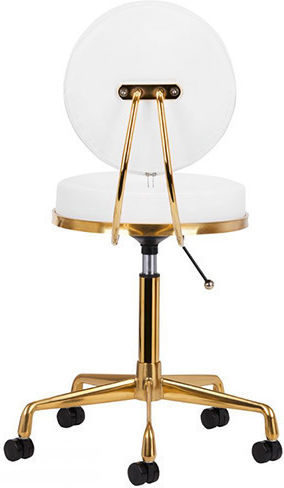 Salon Stools Wheeled Stool with Backrest White