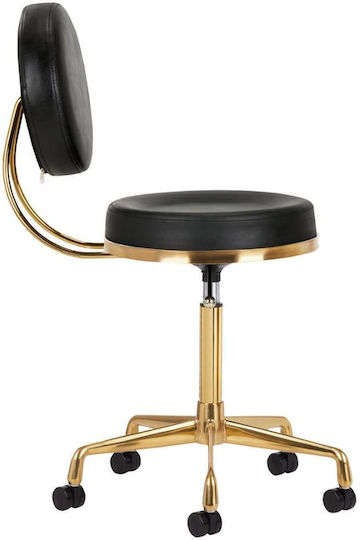 Salon Stools Τροχήλατο Σκαμπό με Πλάτη Μαύρο