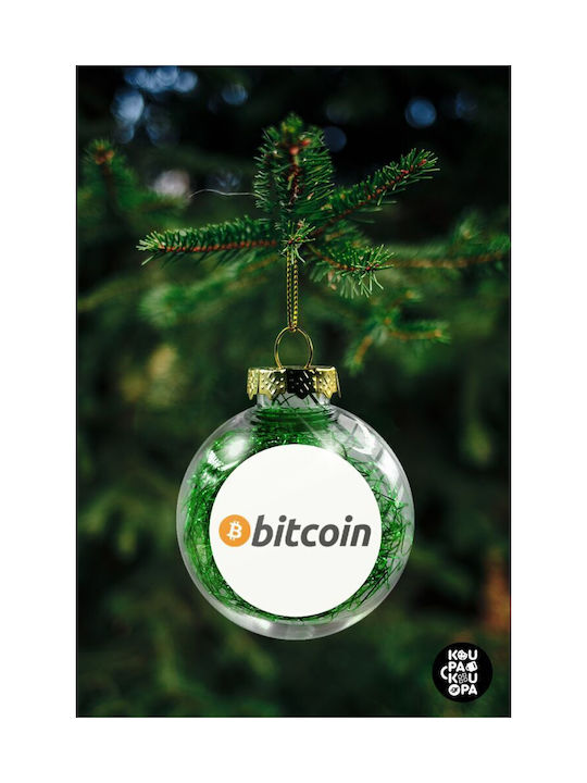 Bitcoin Crypto Christmas Hanging Ball Ornament Plastic Transparent With Gold Dust With Beads Transparent