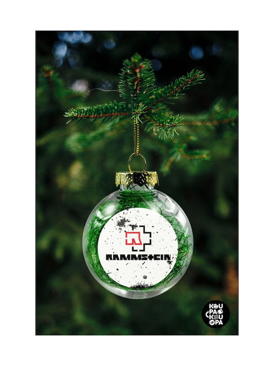 Rammstein Christmas Hanging Ball Ornament Plastic Transparent With Gold Dust With Beads Transparent