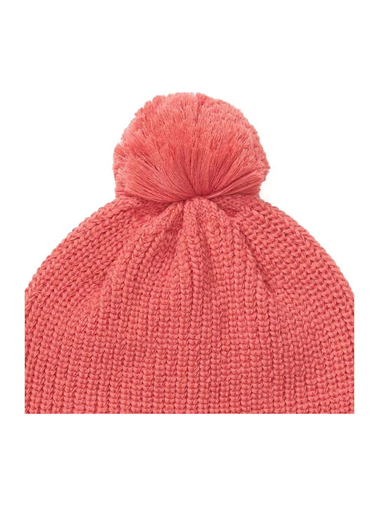 Pom Pom Beanie Γυναικείος Σκούφος Πλεκτός σε Ροζ χρώμα
