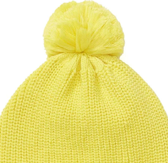 Pom Pom Beanie Frauen Beanie Gestrickt in Gelb Farbe
