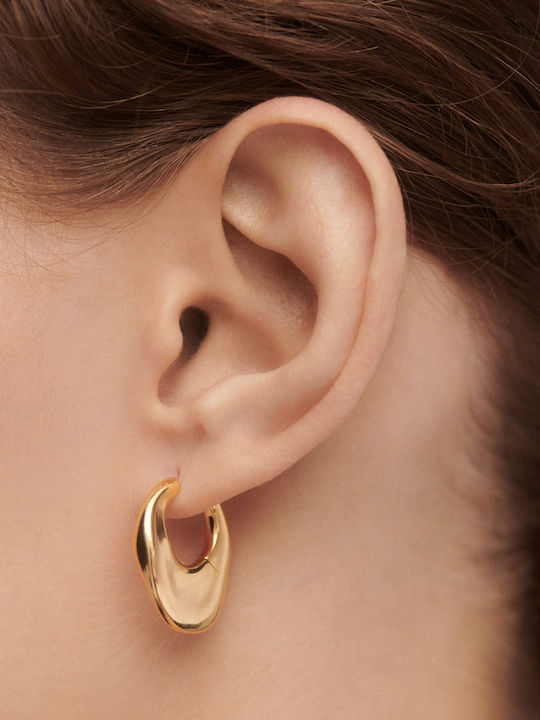 Earrings Hoops made of Silver Gold Plated with Stones