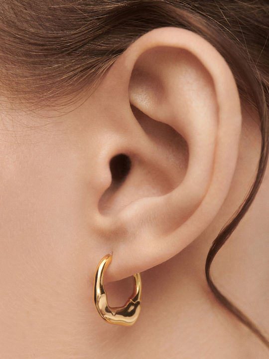 Earrings Hoops made of Silver Gold Plated with Stones