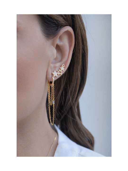 Kritsimis Earrings Hoops made of Silver Gold Plated with Stones