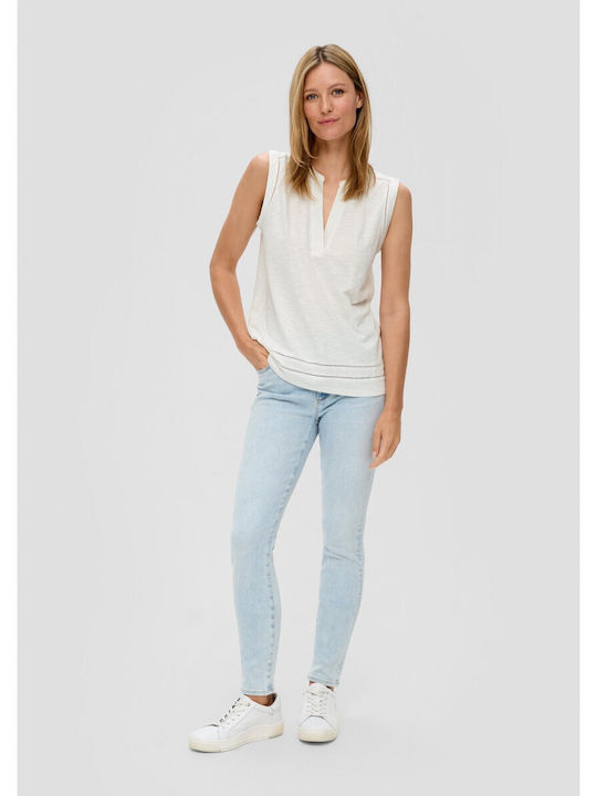 S.Oliver Damen Bluse Ärmellos Weiß