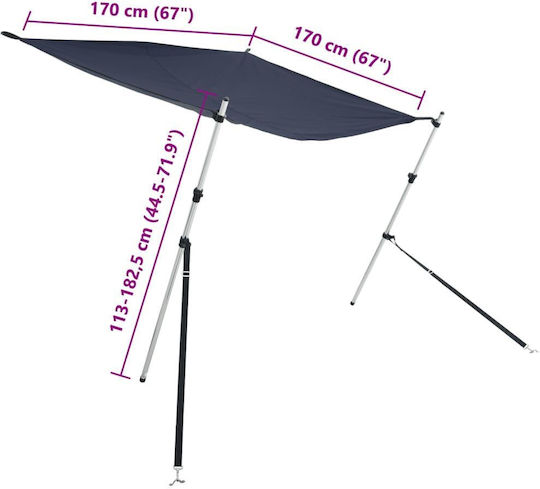 vidaXL Tenta Barca Aluminiu M170xL170xH113cm Albastru Culoare