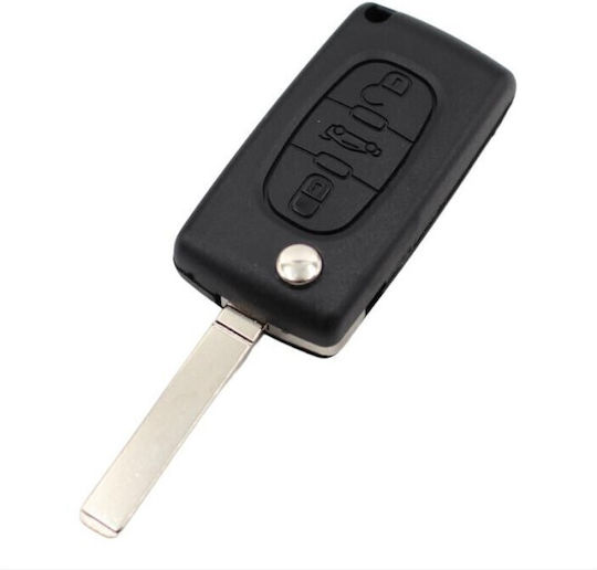 Foldable Car Key Shell with Blade with 3 Buttons for Citroen