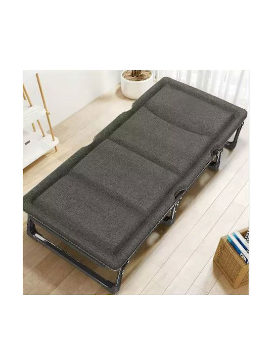 Sunbed Single Folding Metal with Cushion Gray 193x68x30cm.