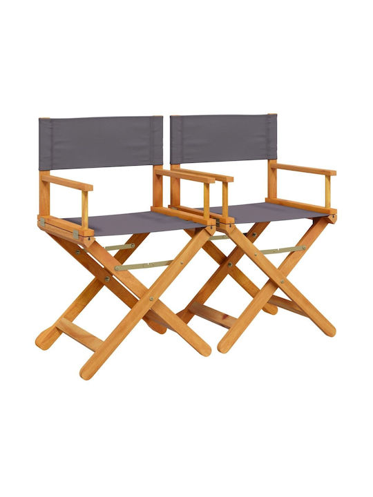 Wooden Director Chair Gray with Cushion 2 Pieces 53x47x90cm