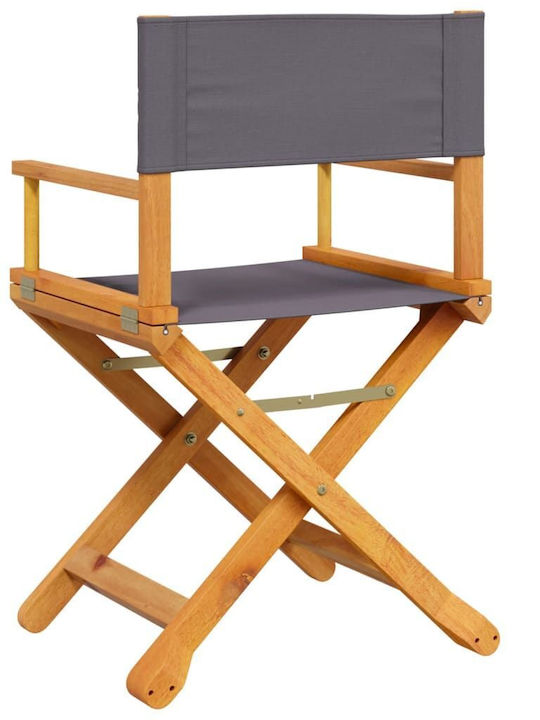 Wooden Director Chair Gray with Cushion 2 Pieces 53x47x90cm