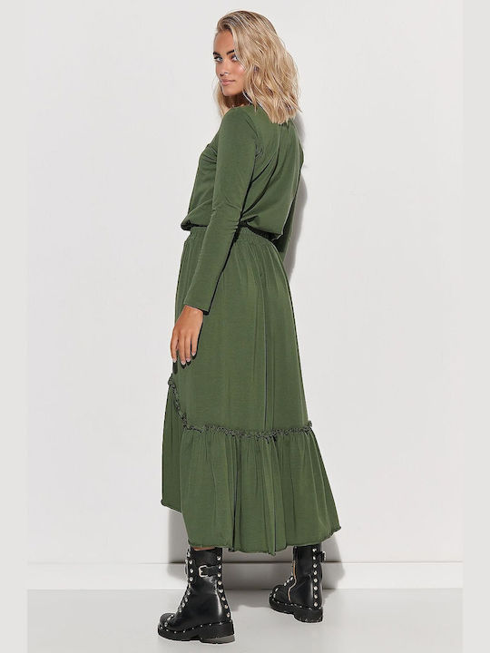 Makadamia Maxi Dress with Ruffle Green