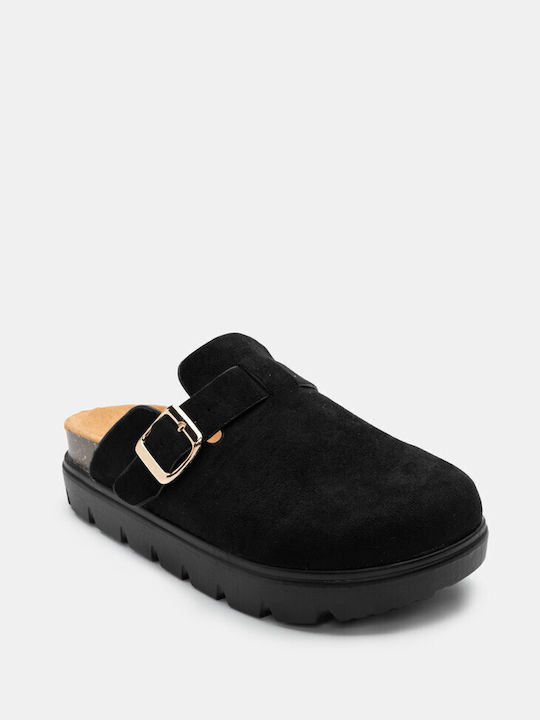 Luigi Flat Mules Black