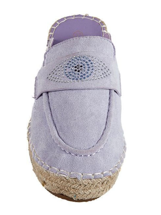 Flat Suede Mules σε Λιλά Χρώμα