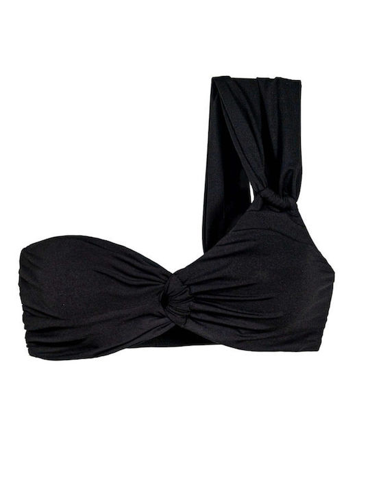 Top Bikini Cu Un Umăr Cupe B Negru
