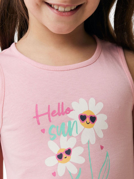Kinderkleid Ärmellos Blumen Salmon Pink