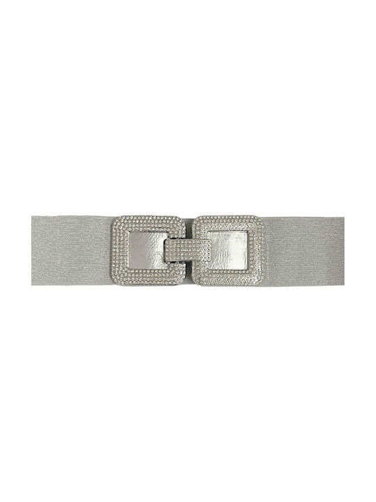 Ustyle Wide Elastic Women's Belt Silver