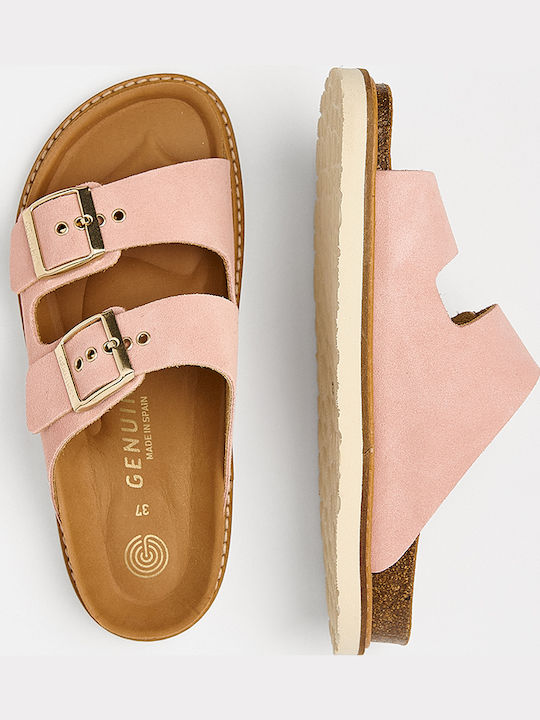 Leder Flache Sandalen für Damen Anatomisch in Rosa Farbe