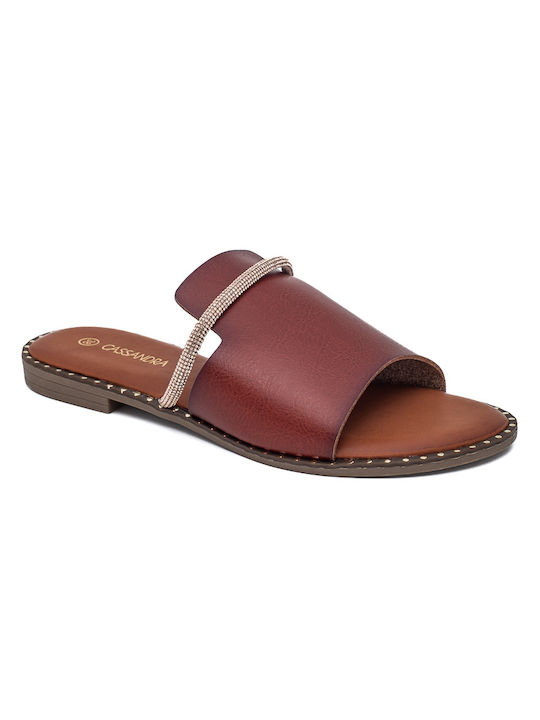 Cassandra Women's Flat Sandals in Tabac Brown Color