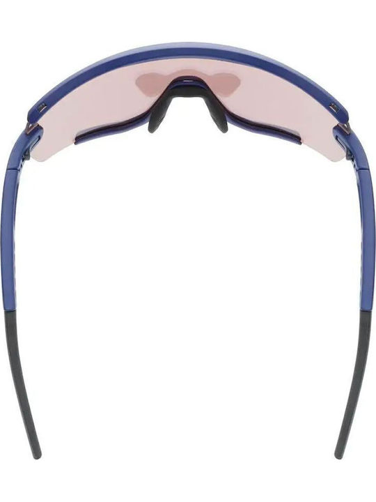 Uvex Sportstyle Men's Sunglasses with Blue Plastic Frame and Yellow Mirror Lens S5330044416
