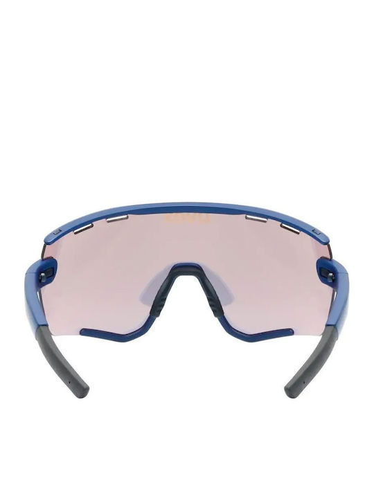 Uvex Sportstyle Men's Sunglasses with Blue Plastic Frame and Yellow Mirror Lens S5330044416