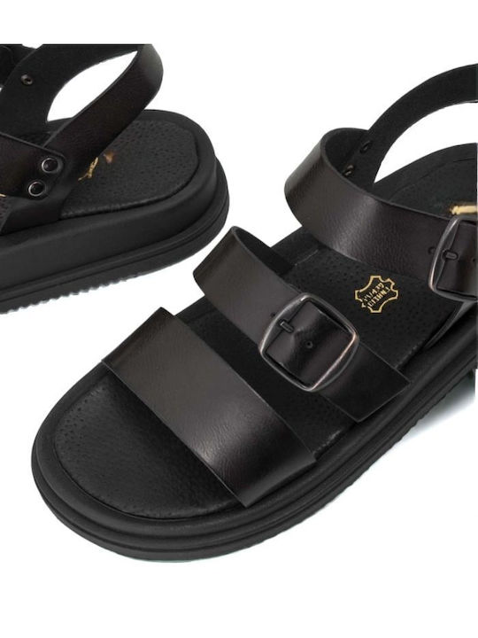 Step Shop Leather Women's Sandals Black