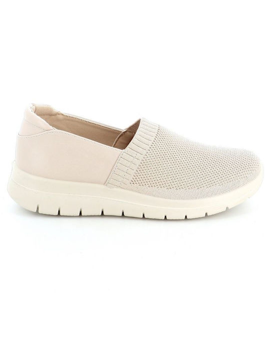 Bees Women's Leather Slip-Ons Beige