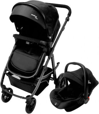 Asalvo Two+ 2 Adjustable 3 in 1 Baby Stroller Suitable for Newborn Black 13.5kg