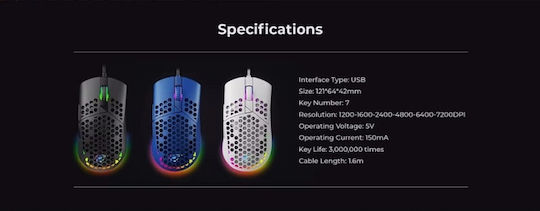 Havit MS1036 RGB Gaming Mouse 7200 DPI Black