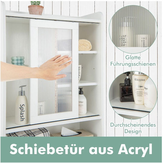 Costway Boden Badezimmerregal Metallisch 63x29x170cm