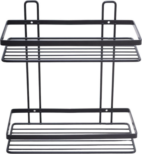 Ankor Wall Mounted Bathroom Shelf Metallic with 2 Shelves 25x12x26.5cm Black