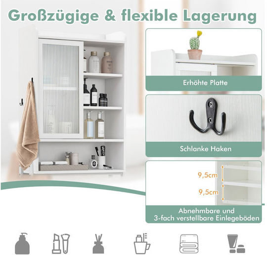 Costway Boden Badezimmerregal Metallisch 63x29x170cm