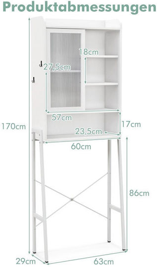Costway Boden Badezimmerregal Metallisch 63x29x170cm