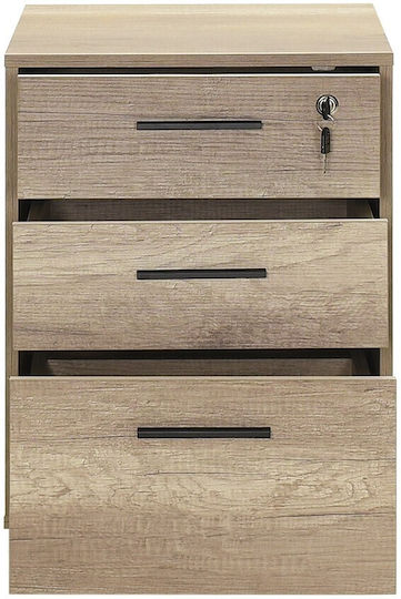 Epiplo-Fos Office Storage Drawer Wooden with Wheels and Lock Ash Grey 45x51x63cm