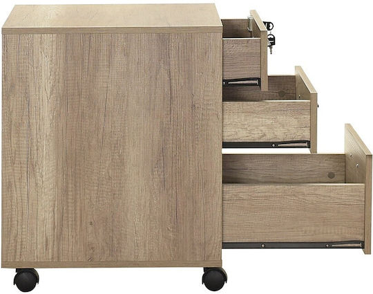 Epiplo-Fos Office Storage Drawer Wooden with Wheels and Lock Ash Grey 45x51x63cm