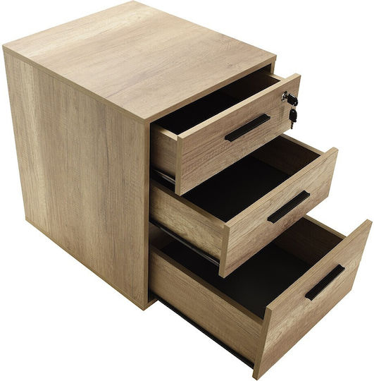Epiplo-Fos Office Storage Drawer Wooden with Wheels and Lock Ash Grey 45x51x63cm