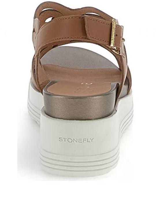 Stonefly Women's Ankle Strap Platforms Brown