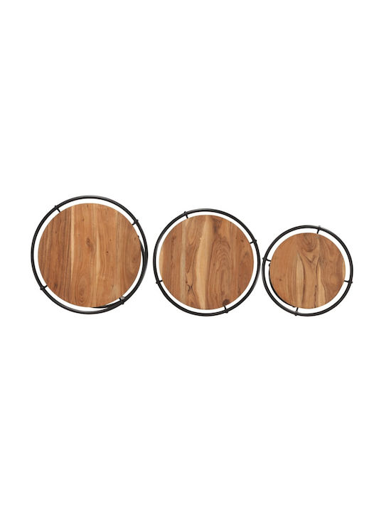 Set Zigon Rotund Din Lemn Masiv De Acacia 3 Buc M55xL55xH46cm